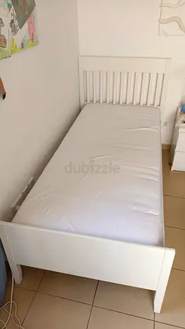 Ikea Idanas white wooden single bed with mattress