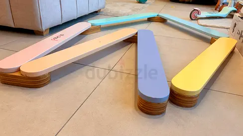 Stoked Wooden Montessori Stepping Balance Beams - Set of 5, Pastel Colors