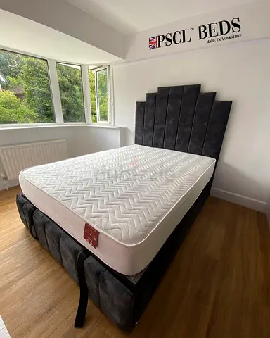 Plush Upholstered King Size Bed with High Headboard