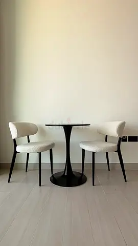 Small bistro table with two modern upholstered chairs - set of 3