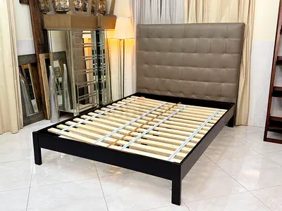 West Elm Low Grid-Tufted Leather Bed