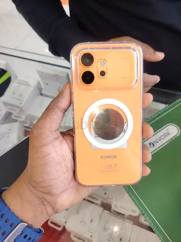 Honor Smartphone Orange Color with Clear Case