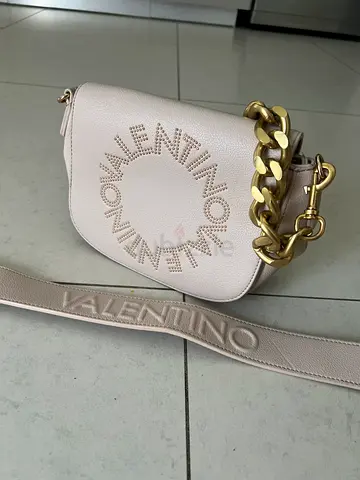 Valentino Garavani white leather shoulder bag with gold chain