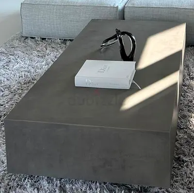 Loom Collection Minimalist Concrete-Style Rectangular Coffee Table - Grey