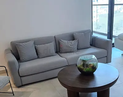 Comfortable 3-Seater Grey Fabric Sofa with Cushions