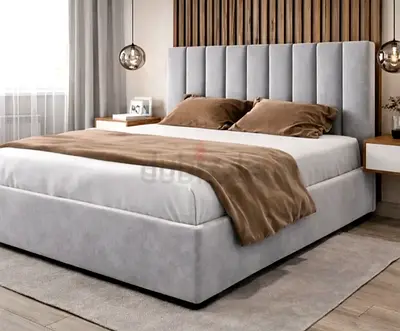 Brend New fabric wooden King size 180x200 Bed with Madical Matress Available