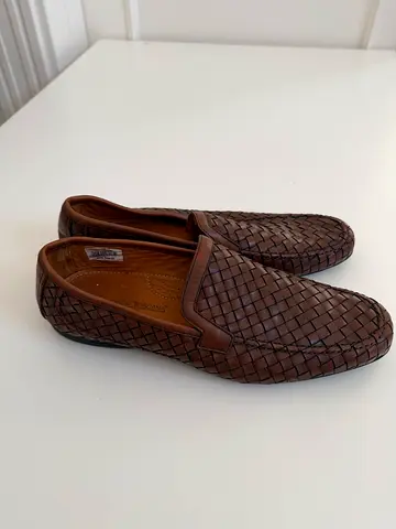 Classe Toscana Brown woven leather mens loafers - brand new