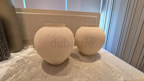 Zara Home Rough-Effect/Distressed Ceramic Terracotta Moon Vases. Set of 2.