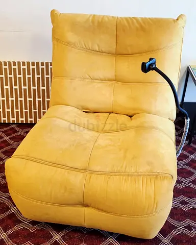 Yellow Upholstered Lounge Chair / Chaise - Comfortable Single Seat