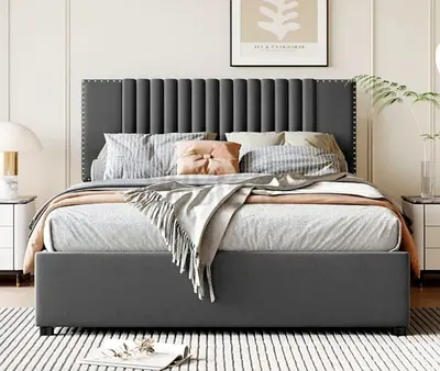 Brend New high quality fabric luxury king size 180x200 Bed with spring mattress available