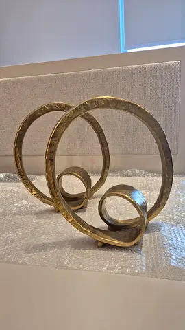 Abstract Metal Ribbon Swirl Sculptures. Set of 2.