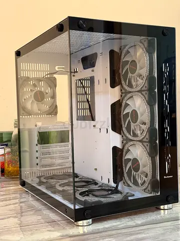 White Fish Tank Gaming PC Case + 7 RGB Fans | Excellent Condition