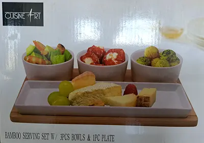 Ceramic and Bamboo Serving Set
