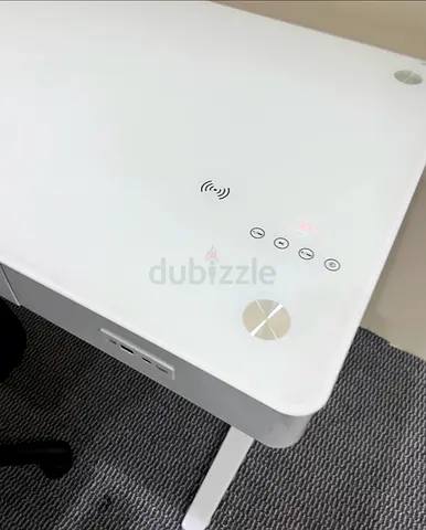 White Electric Height-Adjustable Standing Desk with Wireless Charger