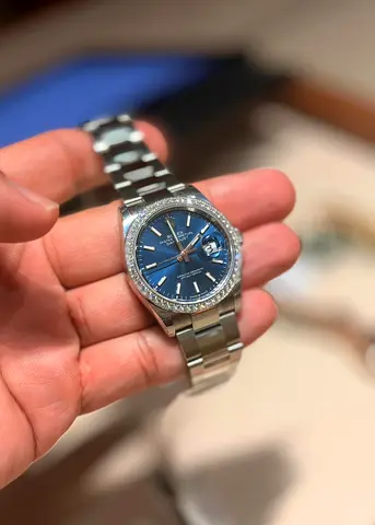 Rolex Datejust 36 126284RBR Blue Dial Diamond Bezel | Oystersteel  White Gold (unworn condition)