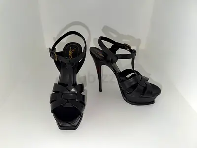 Black Saint Laurent Tribute Platform Sandals, 36.5 — Gently Used