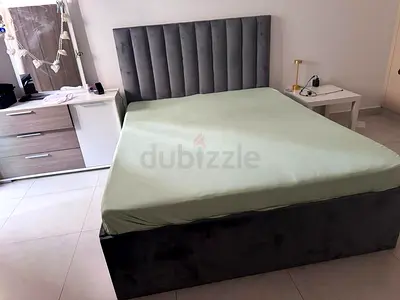 Mint Condition Queen Sized Bed (Dark Grey) + Ortho mattress