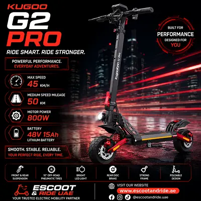 Kugoo G2 Pro Electric Scooter - 800W, 48V 15Ah, 45 km/h