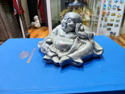 Small Resin Laughing Buddha Figurine - Decorative Collectible 10cm tall
