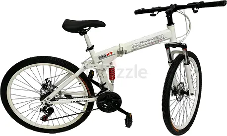 White Hummer Full-Suspension Mountain Bike - Foldable