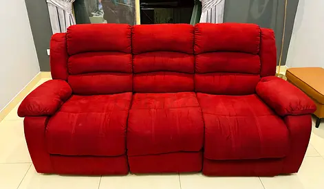 Red 3-Seater  2 seater Recliner Sofa in decent Condition