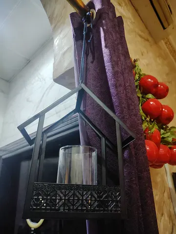Black Hanging Lantern Candle Holder - Metal  Glass from Home box