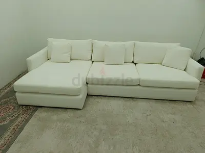 Crate and Barrel white cream color lshape sofa