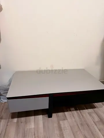 Low Modern Coffee Table with Storage - Dark Base, Light Top