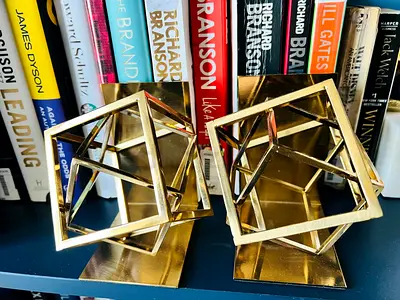 Geometric Metallic Gold Bookends (Pair)