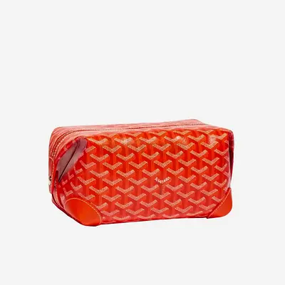 Orange Goyard-style Toiletry/Travel Pouch - big Dopp Kit