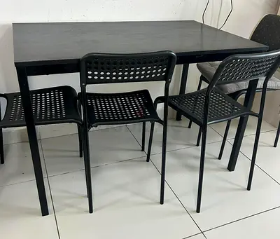 Black Dining Table with Chairs