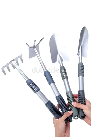 4-Piece Hand Garden Tool Set — Trowel, Transplanter, Rake  Weeder
