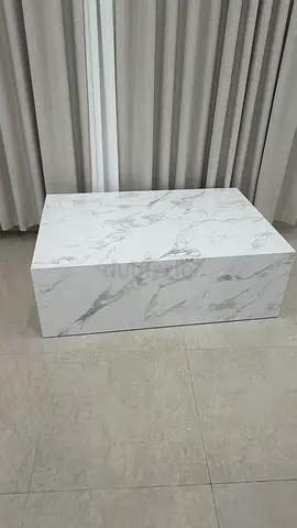 White marble-effect rectangular coffee table