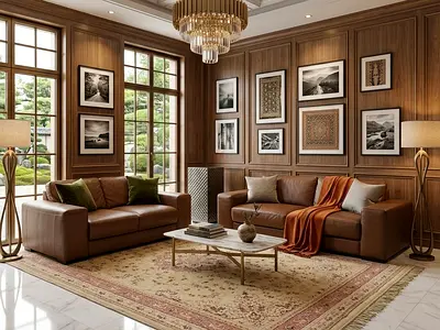 ( NATUZZI ITALIA ) Premium leather sofa set for living room