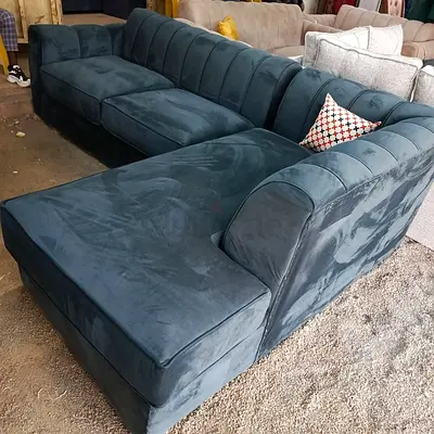 Large L-shaped Velvet Corner Sofa - Deep Teal