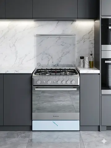 Ariston 4 Burner full gass 60x60cm  Cooker,Automatic Ignition,Full Safety MODEL A6TG1FC(X)/EX