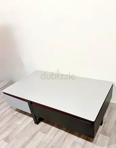 Low Modern Coffee Table with Storage - Dark Base, Light Top