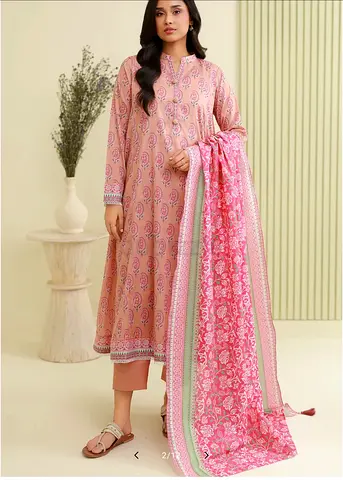 Light Pink Printed Lawn unstitched 3pc