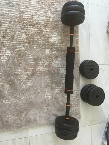 Adjustable Barbell/Dumbbell Set with Multiple Weight Plates - Good Condition