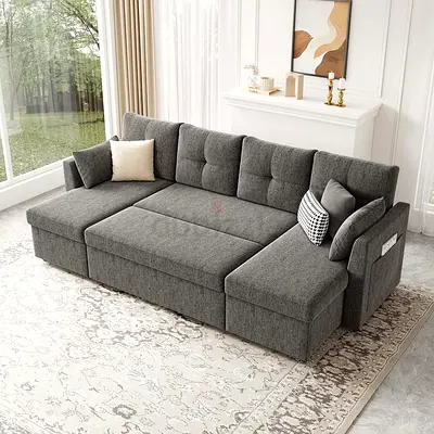 Side storage pull out sofa bed