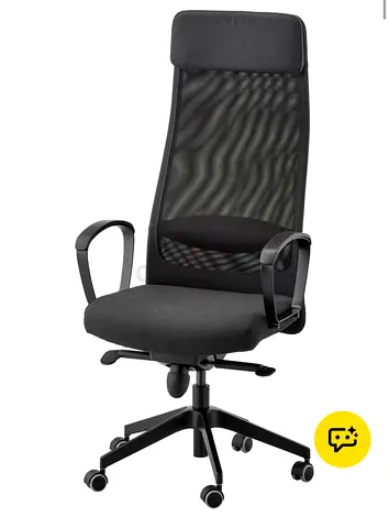 High-back ergonomic office chair with mesh support; Markus ikea chair