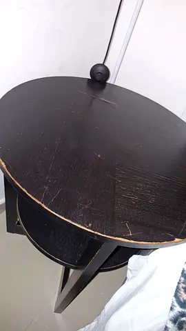 Round Black Wooden Side Table
