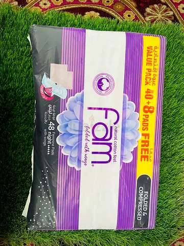 New Fam Folded Cotton Feel Sanitary Pads Value Pack (48 pcs)
