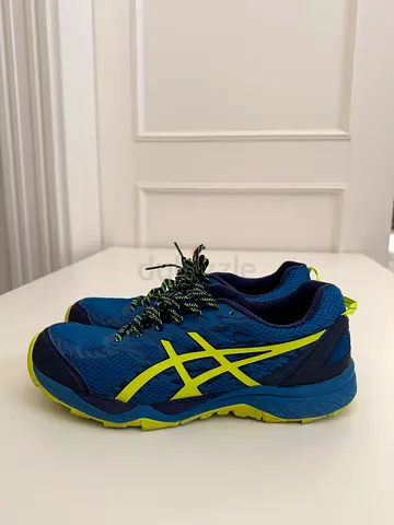 ASICS mens running shoes - blue with neon accents