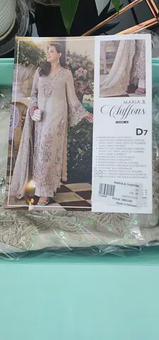 Maria.B Chiffon stitched (MEDIUM-LARGE) Suit D7 COLLECTION.