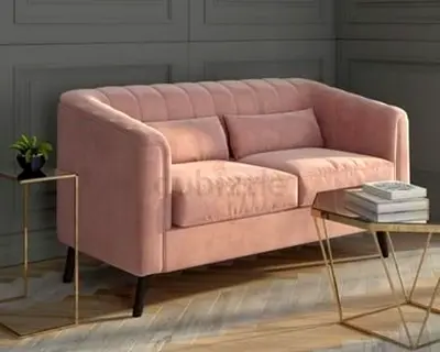 Modern Pink Velvet 2 Seater Sofa