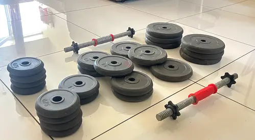 Gym Equipments on Sale: selling dumbbell plates and rods