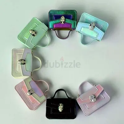 Set of Mini Leather Handbag Keychains - Assorted Pastel Colors (8 pcs)