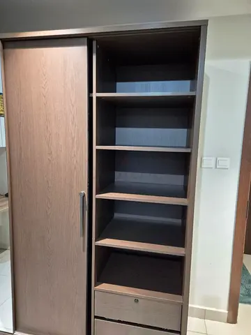 Stylish Wooden Wardrobe with Mirror, Open Shelves  Drawers – Like New, Only 6 Months Used, Warranty