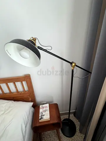 IKEA Ranarp - Adjustable Black  Brass Floor Lamp - Swing Arm Reading Lamp